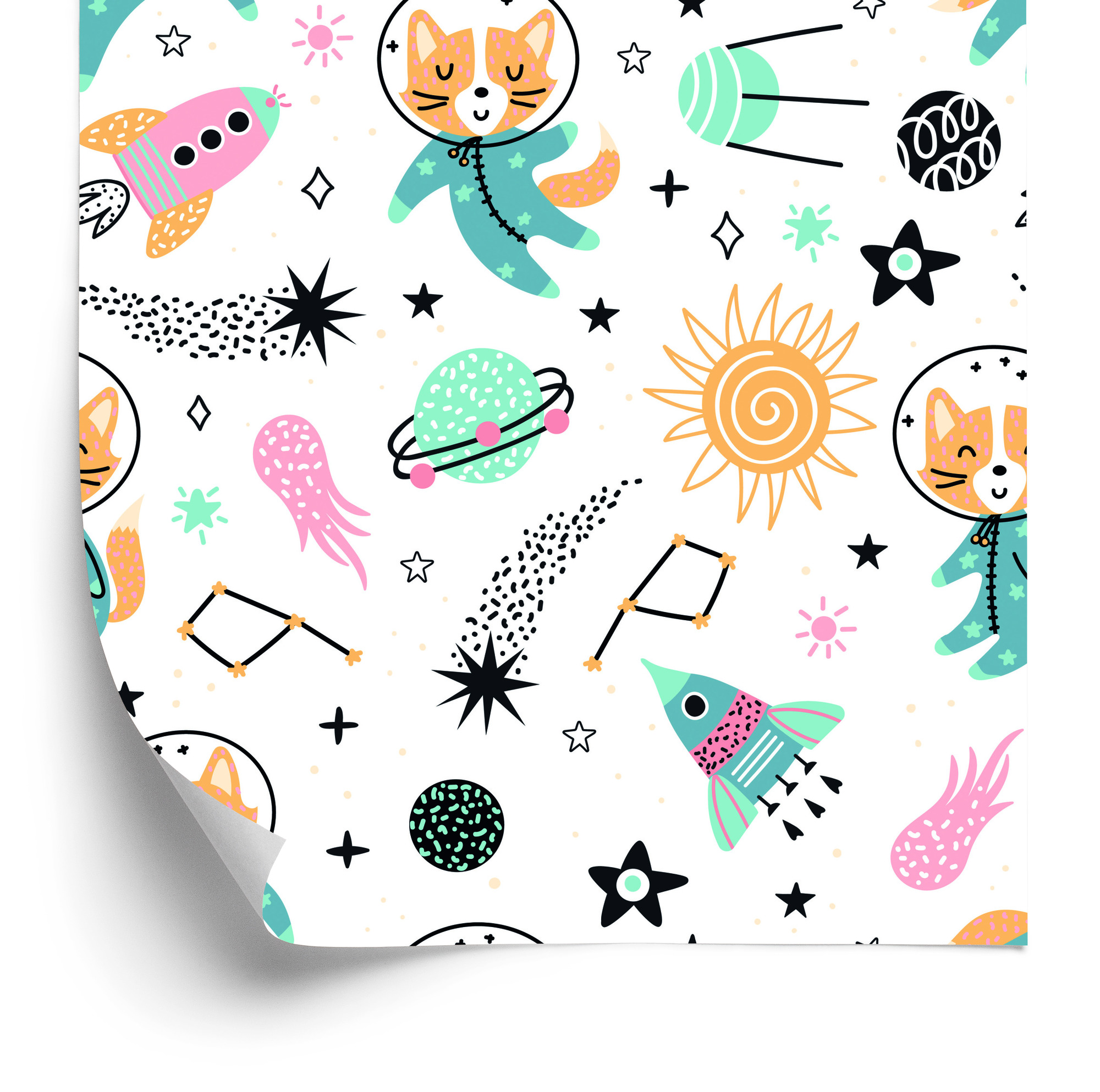 Tapete Fröhliche Füchse Im Weltraum