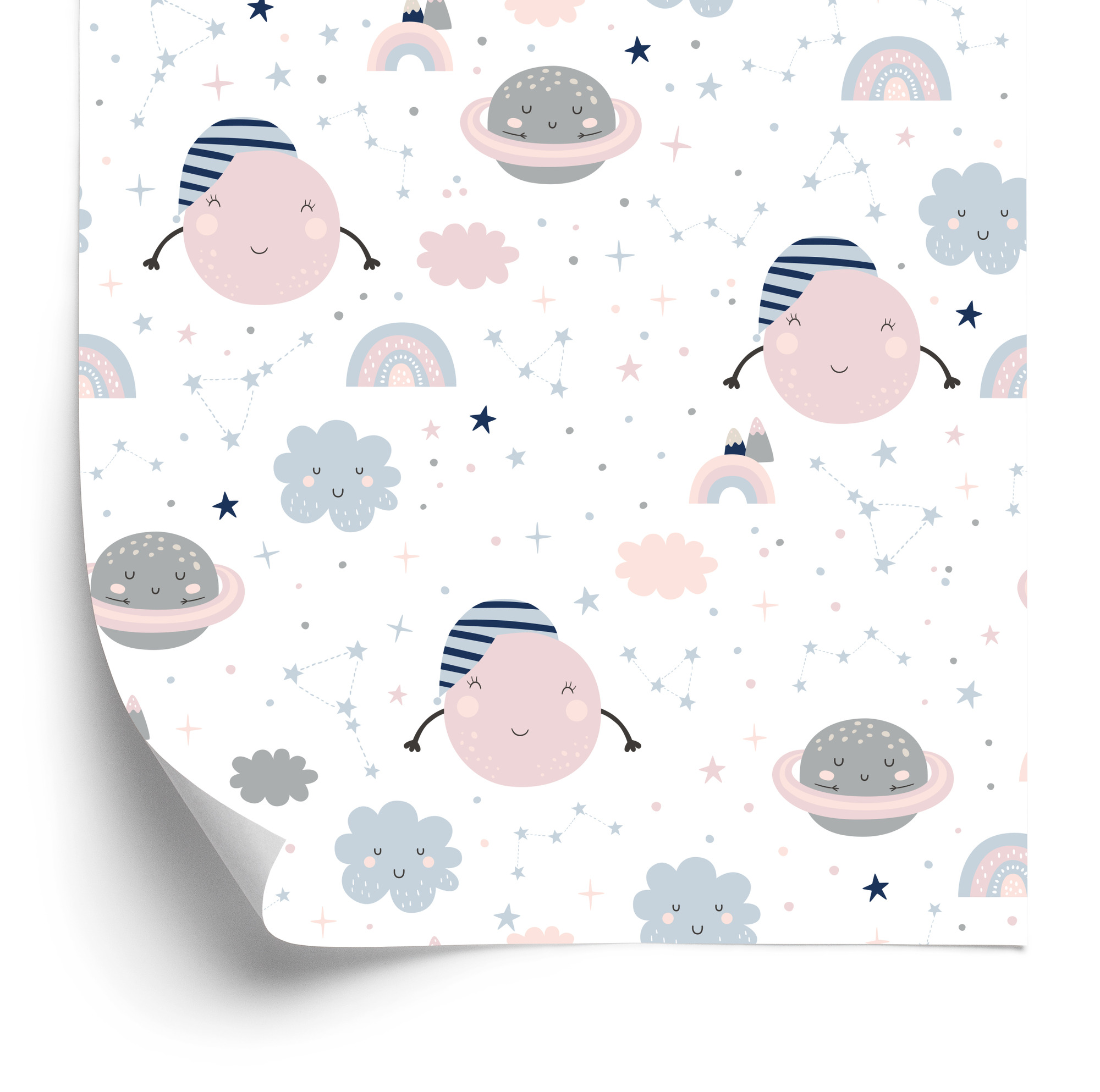 Tapete Pastellmonde Und -Sterne