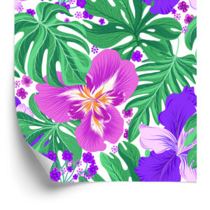 Tapete Exotische Blumen Und Blätter