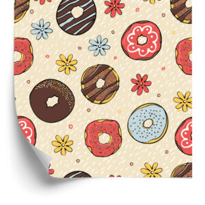 Tapete Bunte Donuts Mit Blumen