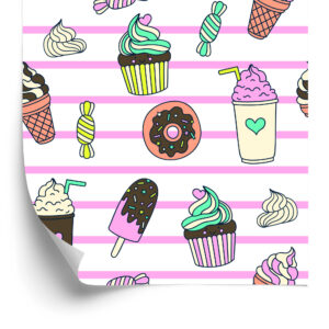 Tapete Süßigkeiten Auf Einem Gestreiften Hintergrund