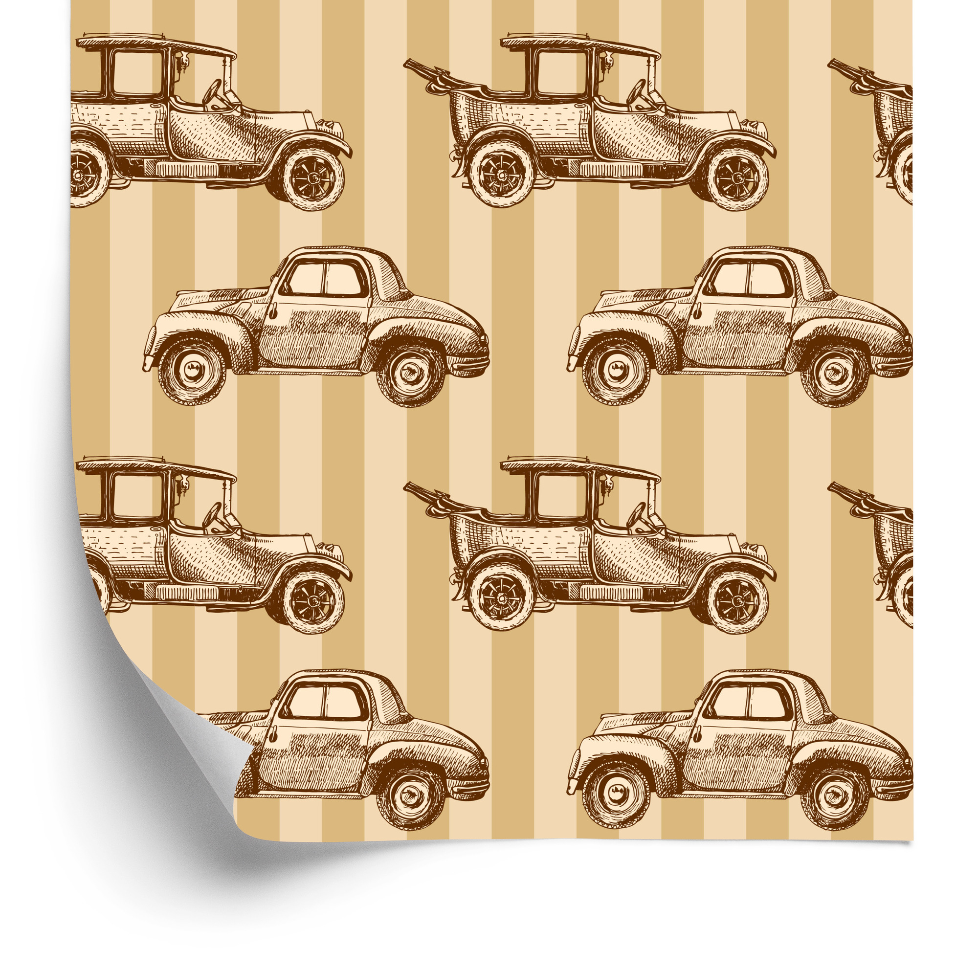 Tapete Für Kinder - Autos Im Retro-Stil