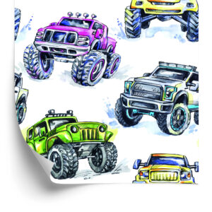 Tapete Für Kinder - Bunte Monsterautos