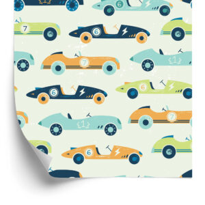 Tapete Für Kinder - Rennwagen Im Vintage-Stil