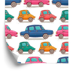 Tapete Für Kinder - Bunte Spielzeugautos Wie Aus Zeichentrickfilmen