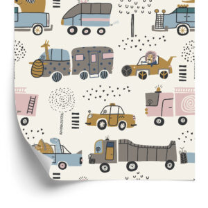 Tapete Autos Baum Tiere Für Babyzimmer