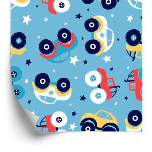 Tapete Bunte Sternautos Für Ein Kinderzimmer