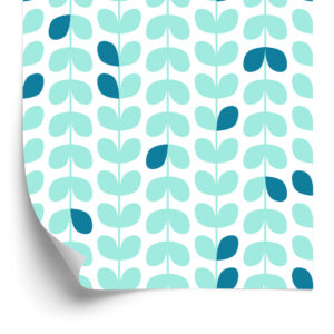 Tapete Türkisblätter Im Skandinavischen Stil