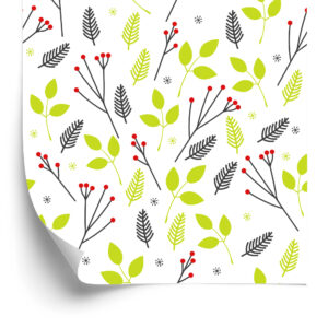 Tapete Für Kinder - Grüne Blätter Und Rote Beeren