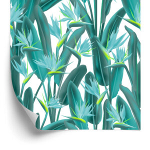 Tapete Schöne Exotische Blätter Und Blumen