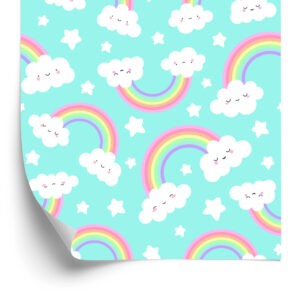 Tapete Für Kinder - Glückliche Wolken Und Regenbogen