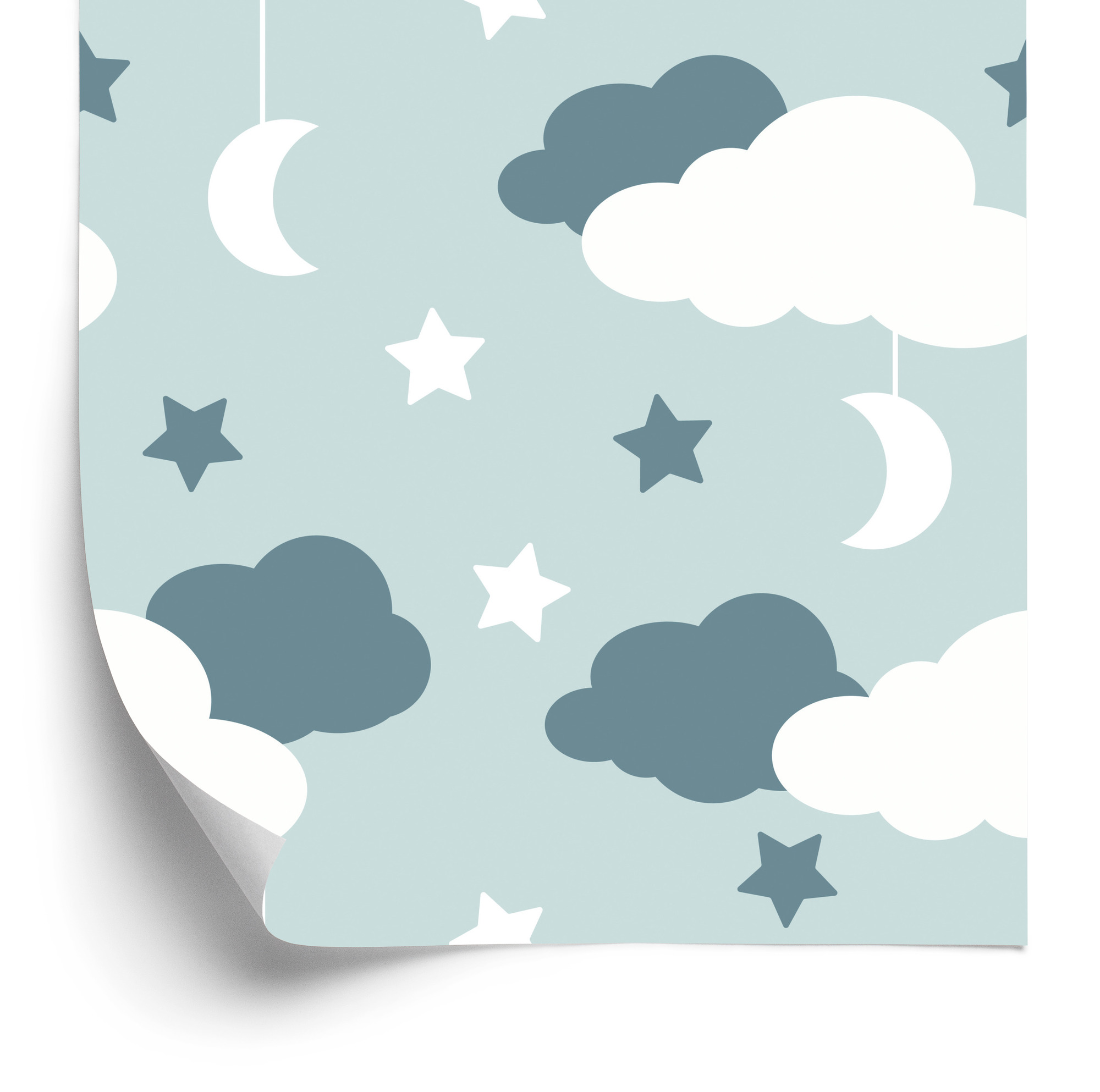 Tapete Für Kinder - Sterne, Wolken Und Monde
