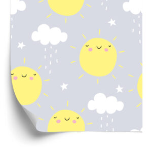 Tapete Für Kinder - Sonnenschein Und Regnerische Wolken