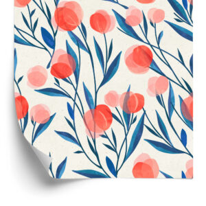 Tapete Bunte Retro Blumen Und Blätter