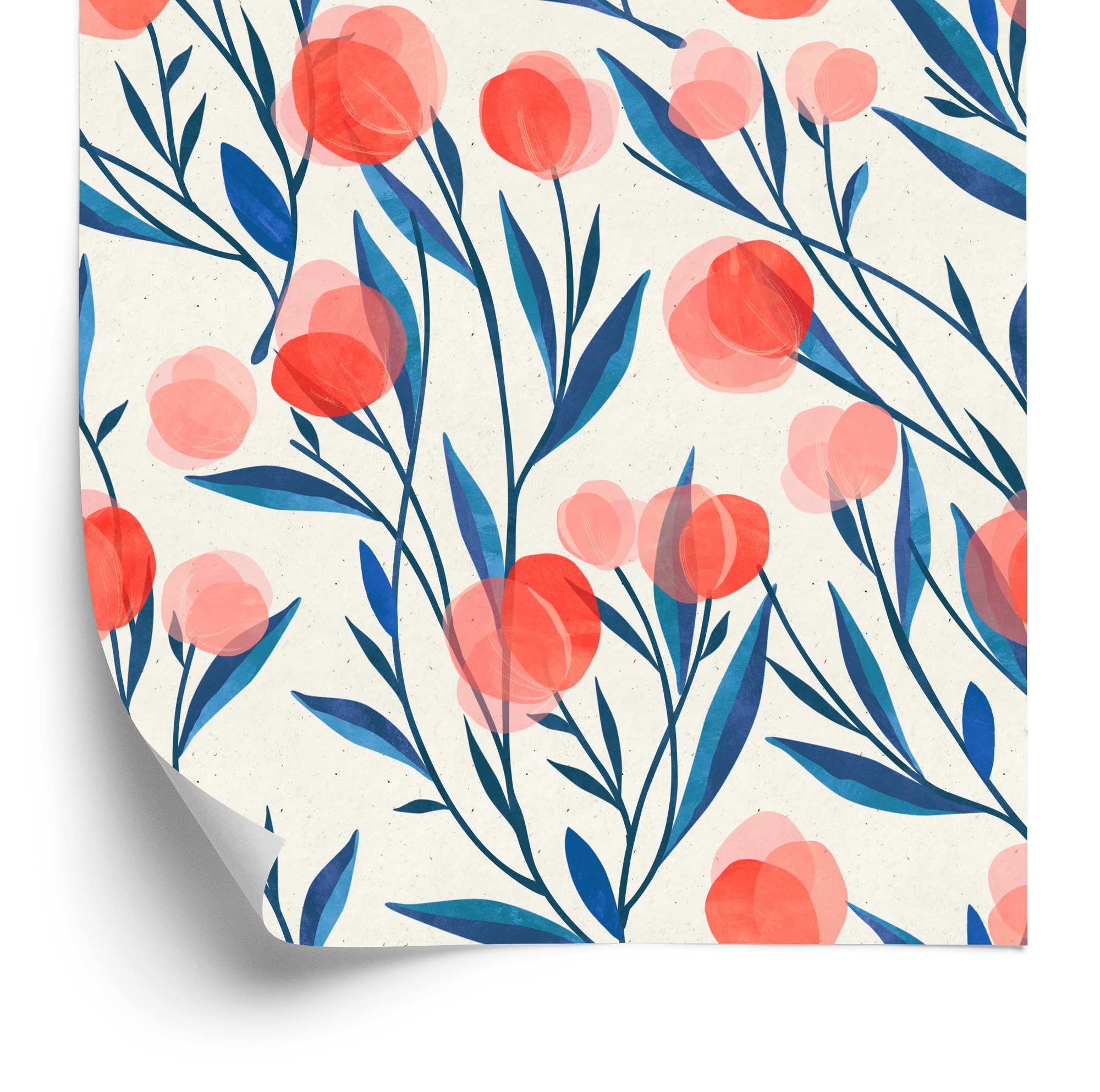 Tapete Bunte Retro Blumen Und Blätter