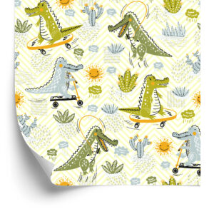 Tapete Für Kinder, Krokodile, Kakteen, Skateboards