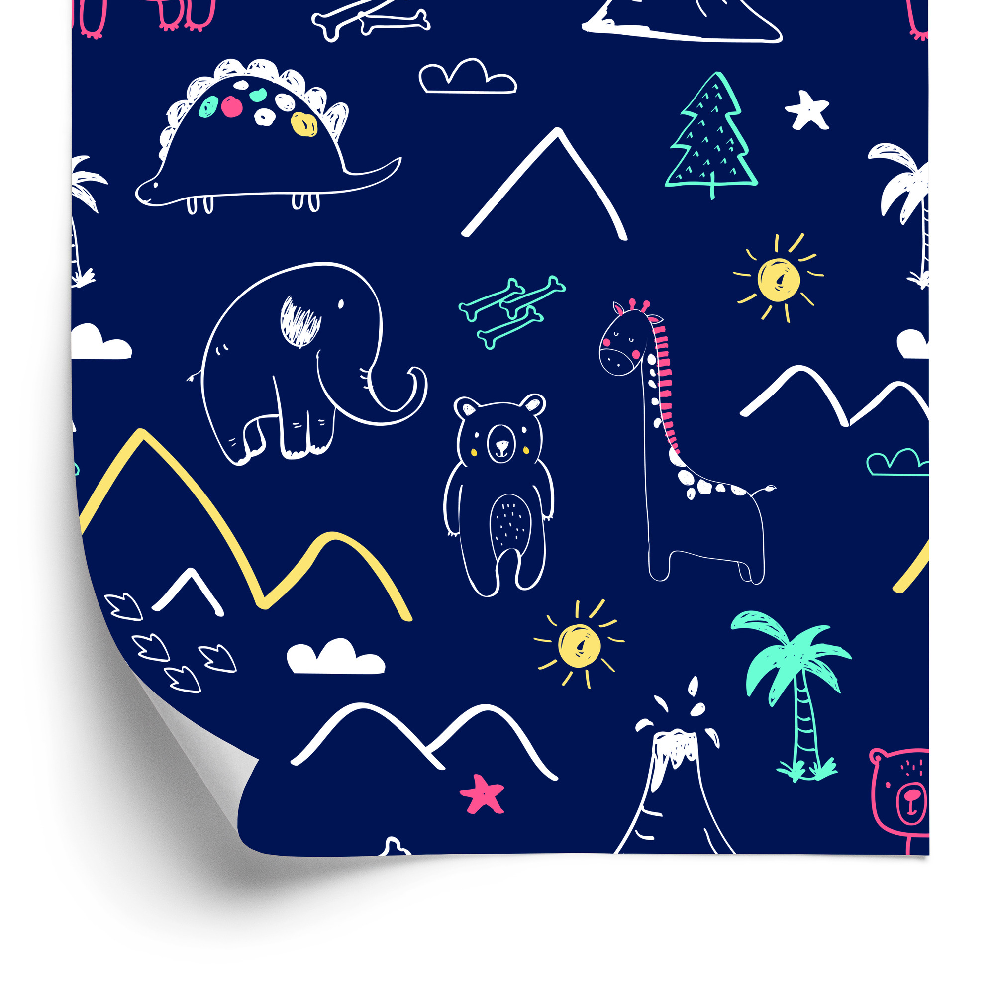 Tapete Tierbabys Zwischen Bäumen Und Wolken