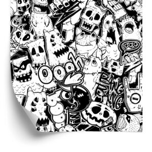 Tapete Schwarz-Weiß-Monster