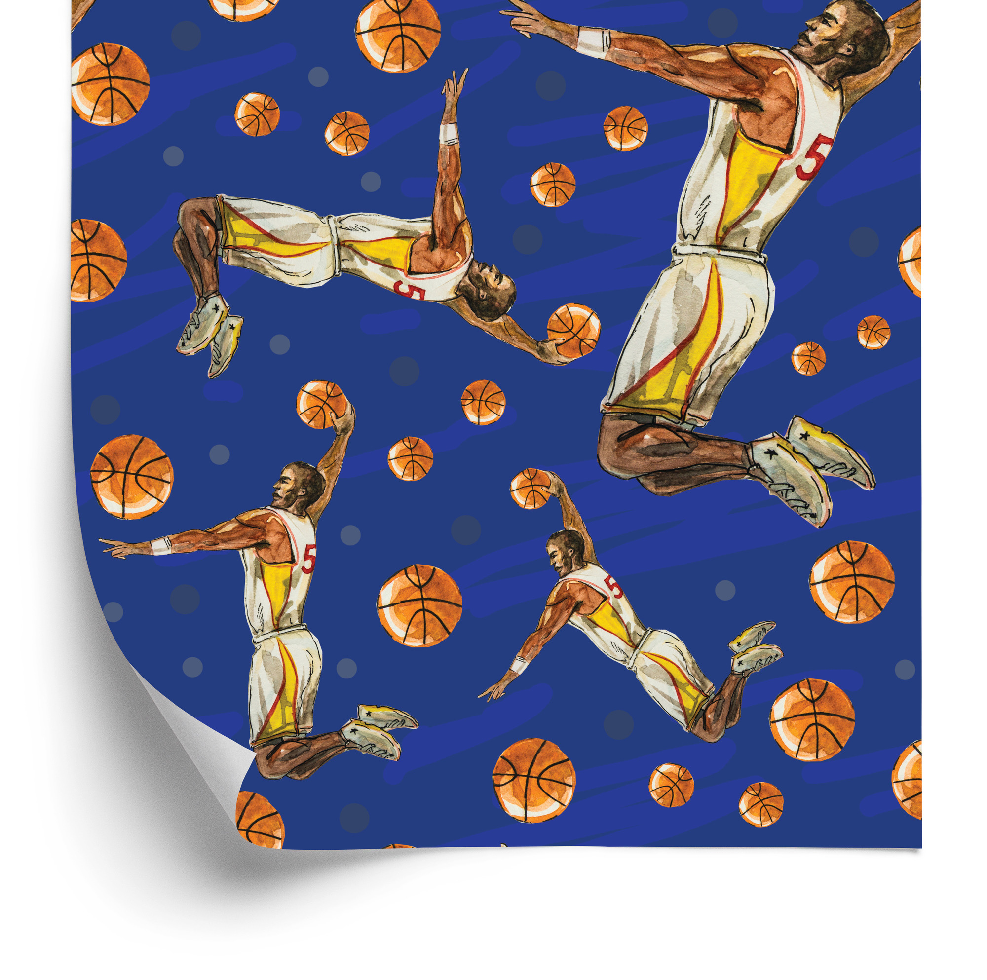 Tapete Basketballspieler In Aquarell Gemalt