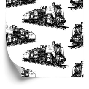Tapete Schwarz-Weiße Dampflokomotiven