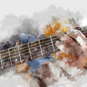 Leinwandbild Abstrakte Gitarre In Händen