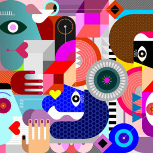 Leinwandbild Abstrakte Bunte Gesichter