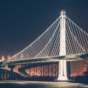 Leinwandbild Brücke Bei Nacht