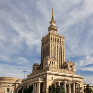 Leinwandbild Gebäude Im Zentrum Von Warschau