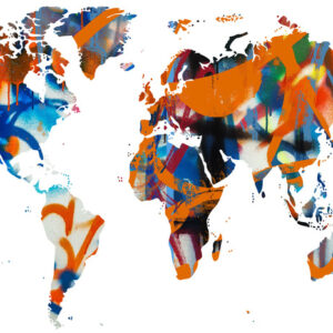 Leinwandbild Weltkarte - Graffiti