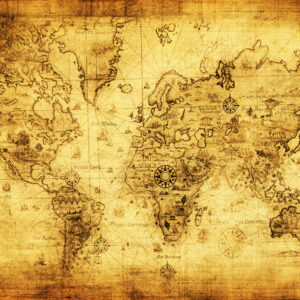 Leinwandbild Antike Weltkarte