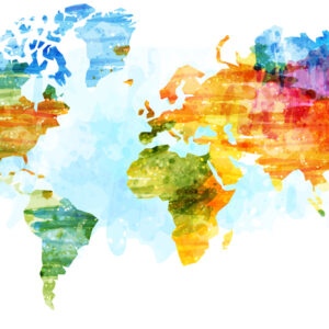 Leinwandbild Mehrfarbige Karte Mit Aquarell Gemalt