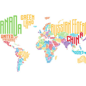 Leinwandbild Weltkarte - Untertitel