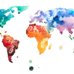 Leinwandbild Weltkarte In Aquarellfarben