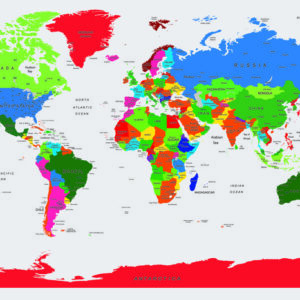 Leinwandbild Bunte Politische Weltkarte