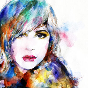 Leinwandbild Aquarellporträt Einer Frau