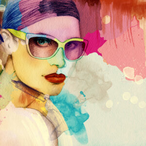 Leinwandbild Buntes Porträt Einer Frau