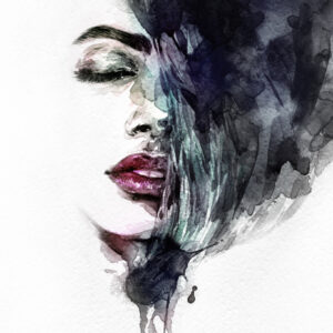 Leinwandbild Aquarell Weibliches Gesicht