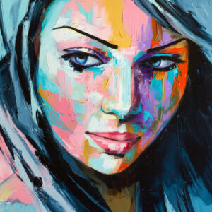 Leinwandbild Buntes Weibliches Porträt