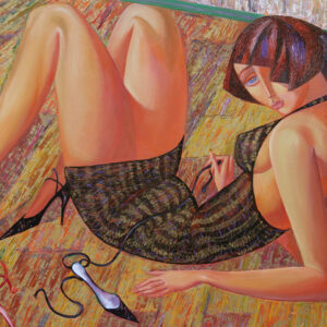 Leinwandbild Ein Gemälde Einer Frau In Einer Abstrakten Ausgabe