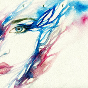 Leinwandbild Aquarell Frauengesicht