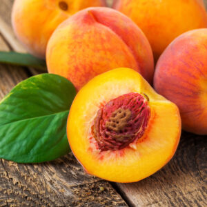 Leinwandbild Pfirsiche Auf Holz