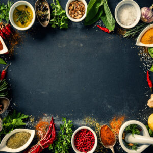 Leinwandbild Eine Komposition Aus Gewürzen Und Kräutern