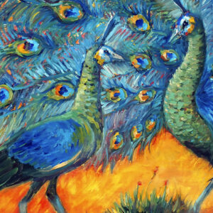 Leinwandbild Bunte Pfaue