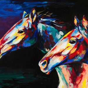 Leinwandbild Bunte Abstrakte Pferde