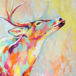 Leinwandbild Aquarell Gefärbte Hirsche