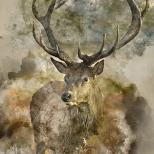 Leinwandbild Abstrakter Hirsch In Brauntönen