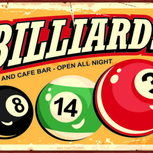 Leinwandbild Billardkugeln Und Retro-Schriftzug