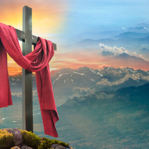 Leinwandbild Kreuz Auf Dem Hintergrund Der Berge