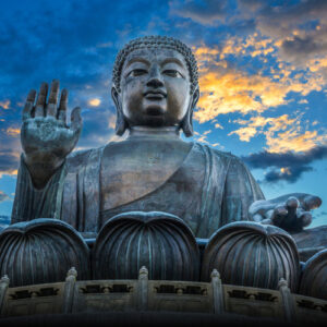 Leinwandbild Buddha-Statue Im Kloster Po Lin