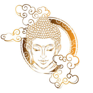 Leinwandbild Buddha Schaut Durch Die Wolken